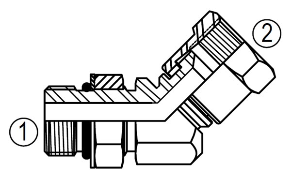 6810 45° Straight Thread/Swivel Elbow