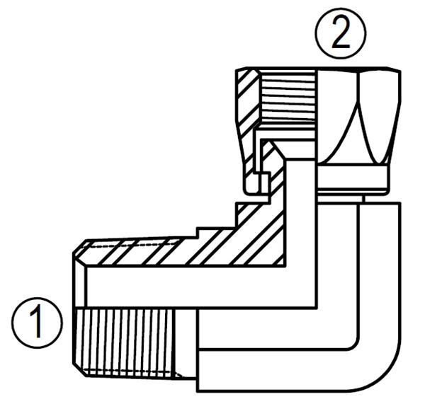 SS6501 90° Male Pipe/Swivel Elbow